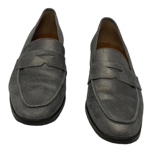 Aquatalia Kelsey Gray Metallic Suede leather Loafers 8.5 - Picture 15 of 16